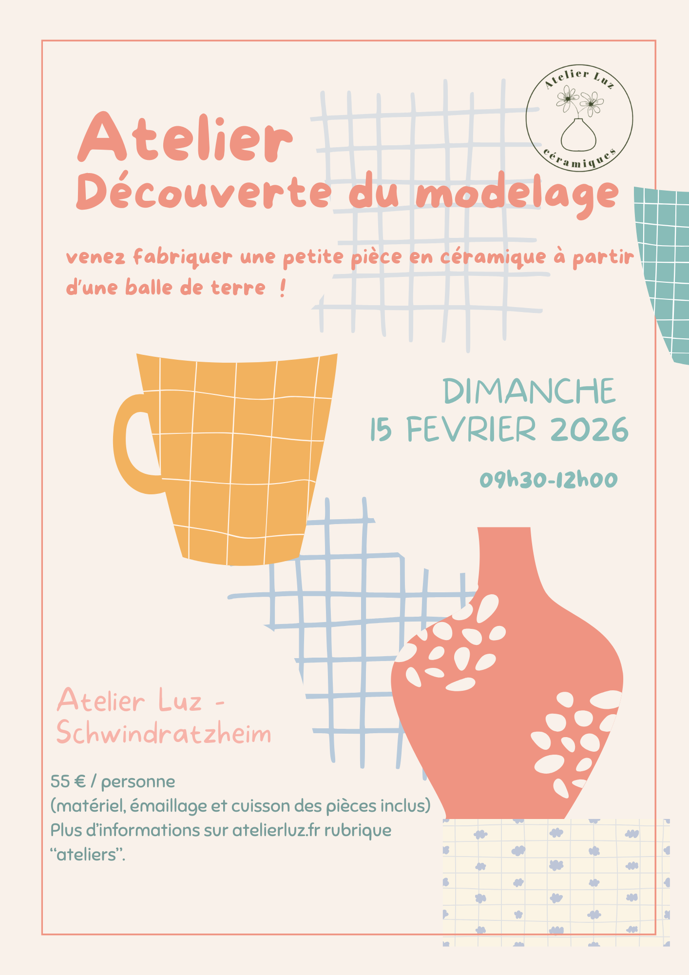 Atelier modelage 15/02/2025 -Durée 2h30